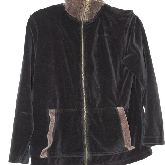 COTTON COUTURE Black/ Gray Velour Jacket Size M - Picture 6 of 12